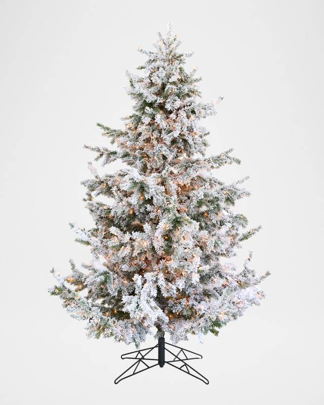 Flocked Asheville Pine 9.5' Pre-Lit Christmas Tree